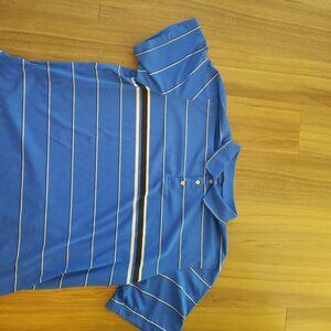 Chaps Blue Stripe Stay-Dry Golf Polo; XXL-Free Shipping